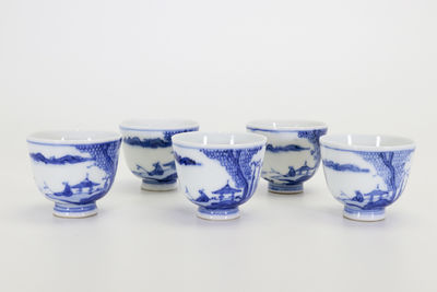 染付松下人物紋 煎茶碗5客 成化年製