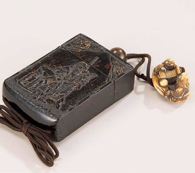 2321 牙制福禄寿布袋尊根附古墨形烟草入