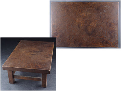 【夢工房】　時代玉杢小盆栽卓　792ｇ　来-17