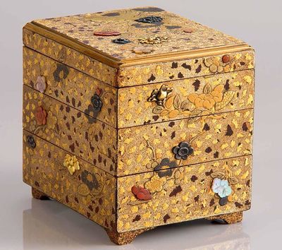 2230 江户 小川破笠作莳绘嵌八宝香盒