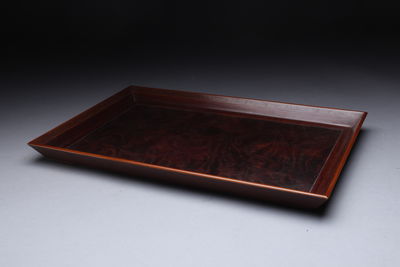 【指物師 佐官研斎作】肥松金襴杢竹縁煎茶盆 共箱附