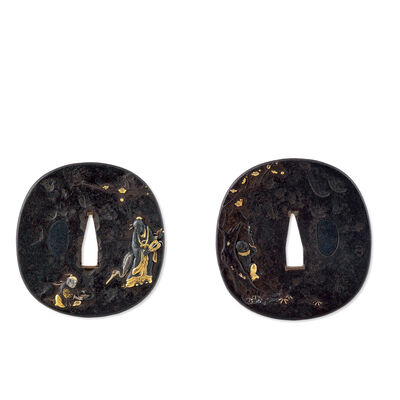 林和靖図鐔　保存刀装具鑑定書付（箱付）