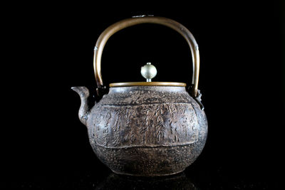 日本造松提文 銀象嵌提手 鐵瓶