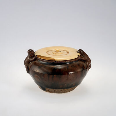 東哉製　猿耳陶香合（共箱）