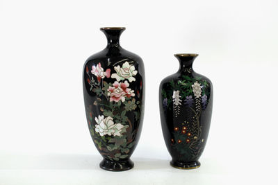 花紋七宝烧大小瓶一對