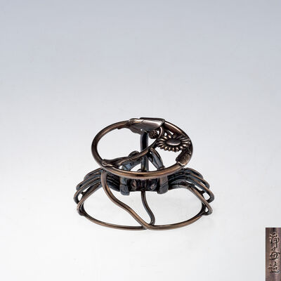 中川淨益作 南鐐華甲蓋置（共箱）