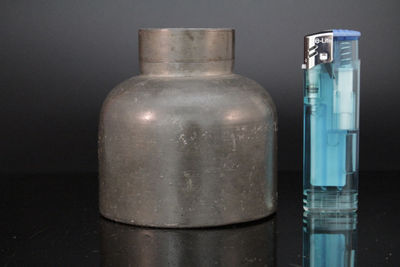 錫製　己未趙文源製　茶缶265ｇ