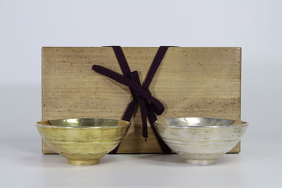 金銀天目茶碗一對 吳杉堂造 （共箱）