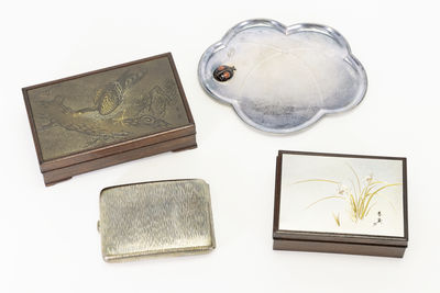 純銀瓢蟲象嵌盤等一組4點