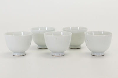 白瓷 兔紋煎茶碗5客 成化年製