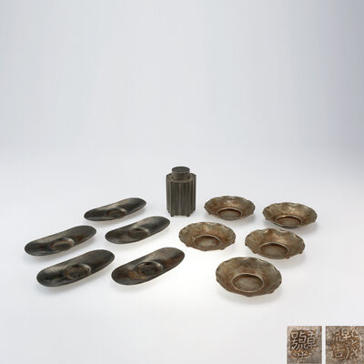 古錫茶托・茶入組