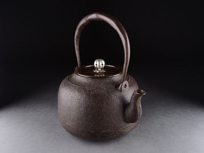 【夢工房】時代銀摘素肌地輪線鉄瓶　　庚-7