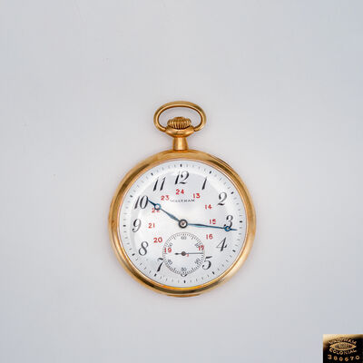 李王家御紋付 K14 Waltham 24H 刻度懷錶 箱付