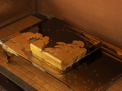 須磨浦蒔絵文台硯箱明治期