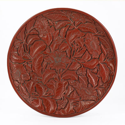 143 花草詩文剔紅飾皿