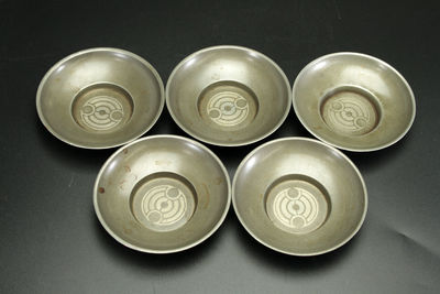 純錫製茶托五客