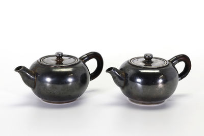 金星堂造 平圓形純銀製 急須一對（共箱）