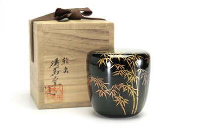 濤美堂造 竹紋入 蒔繪小棗（共箱）