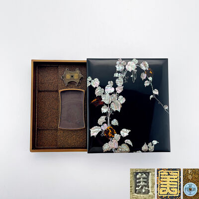 李王家美術工場 「美」葡萄紋螺鈿硯箱
