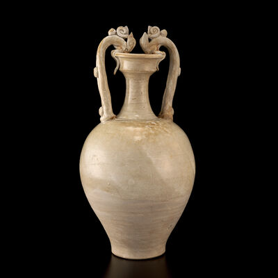 唐　白磁龍頭壺（元箱）