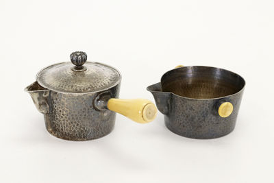 純銀製 鎚目急須 湯冷2點揃