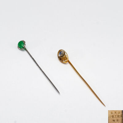 李王家美術工場 金製 領帯針2点（各共箱）