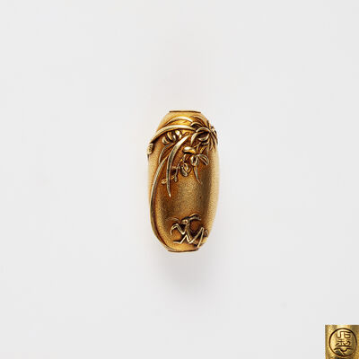 在銘 蘭花螳螂図金緒締