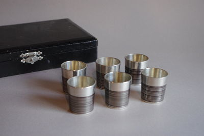 古物　錫製　ぐい吞み　日本名門錫半