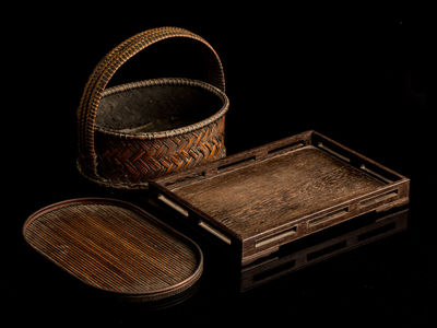 249-籠・盆　三件