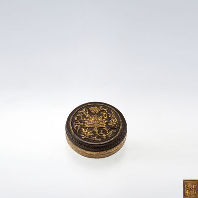 明　朱震明製　鍍金香盒（元箱）