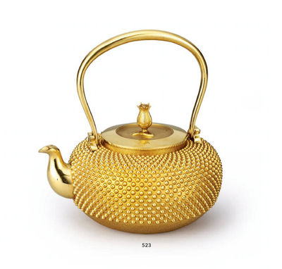 523 石黑光南 纯金雾霰纹壶