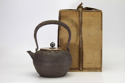 大正年制 大國藤兵衛 在銘 手取形鐵瓶（共箱）