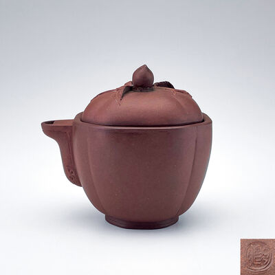 在銘 紫泥 桃式宝器茶海