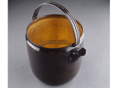 【夢工房】時代黒銅製内塗金割手水指桐箱　164g     戊-4