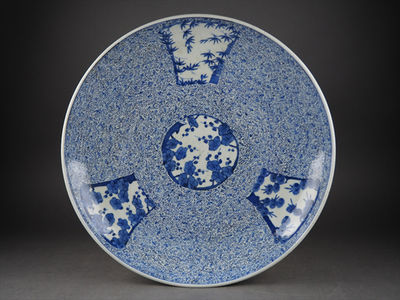 【夢工房】古伊万里総微塵松竹梅図大皿・文化年間　直径　43.1㎝　辰-39