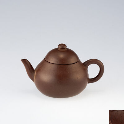 「孟臣」 「山水有清央」 朱泥急須 在銘（箱付）