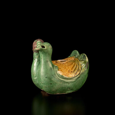 明　交趾三彩鴛鴦水滴　藤岡了一旧蔵（収蔵箱）