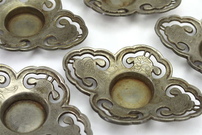 石楳製 鏤透雕蝶文茶托5客（箱付）