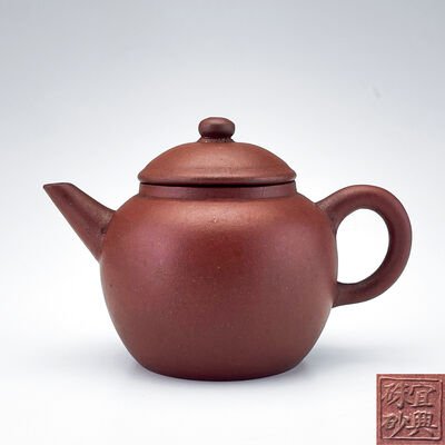 宜興硃砂印 紫泥水平壺