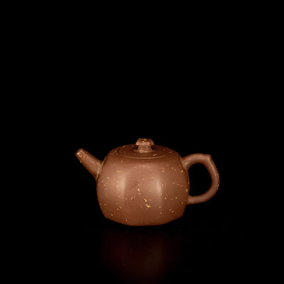 面取形金砂入紫泥急须（箱付）