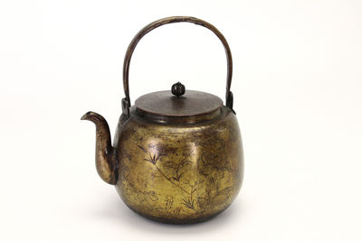 唐銅 蟲草刻 水注