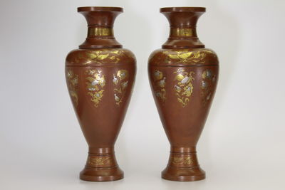 九代五郎三郎造 秀國刀 銅花瓶一對