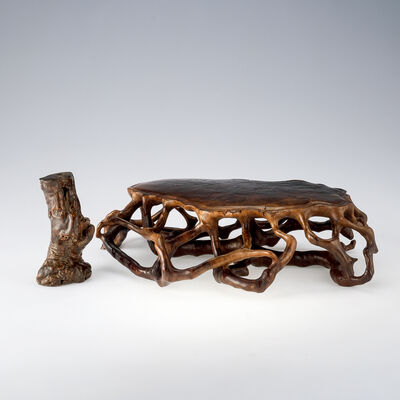 天然木瘤花挿・天然木根茶台（各箱付）