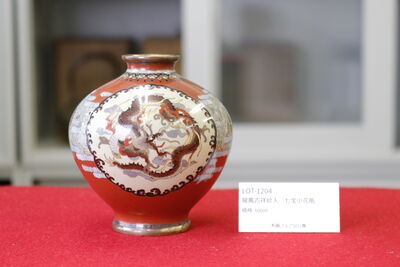 L1204　龍鳳吉祥紋入 七宝小花瓶