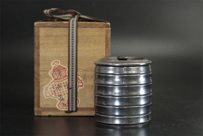 金壽堂 宗（花押）大德寺形純銀茶入（共箱）