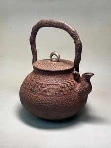 西垣一瑳造 盉式饕餮紋鉄瓶 共箱