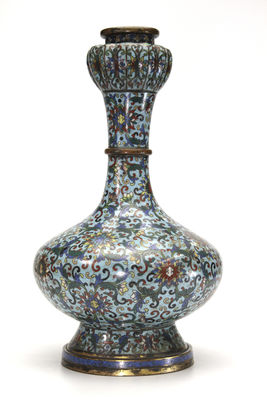 乾隆時代 佐野寬作 柑子口七寶花瓶 （共箱）