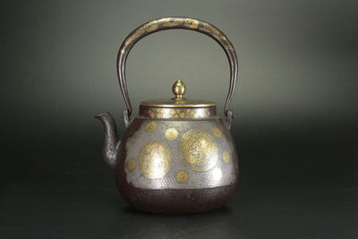 「特別出品」最高峰 京都浅井作 龍鳳団紋王室訂制 満象嵌鉄瓶