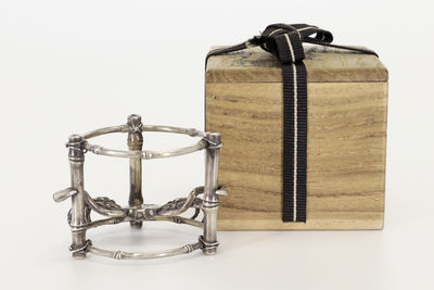 中川凈益造 純銀蟹蓋置（共箱）