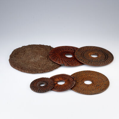 時代物　藤編釜敷6点